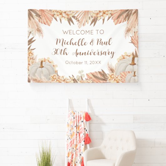 Boho Pampas Pumpkin anniversary Welcome banner (InSitu)