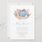 Boho Pampas Pumpkin blue baby shower Einladung (Vorderseite)