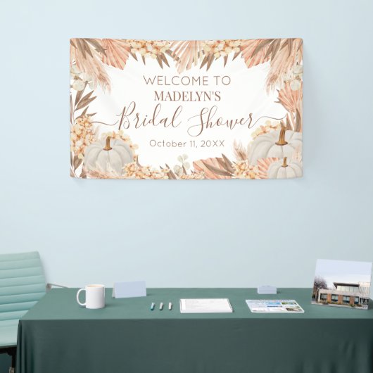 Boho Pampas Pumpkin bridal shower Welcome banner (Messeveranstaltung)