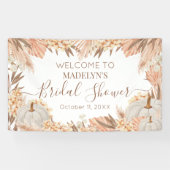 Boho Pampas Pumpkin bridal shower Welcome banner (Horizontal)