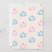 Boho Pampas Pumpkin Pink Blue Gender Reveal Party Einladung (Rückseite)