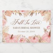 Boho Pampas Pumpkin pink Fall Sparkling Wine Label Schaumweinetikett (Einzelnes Label)