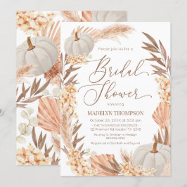 Boho Pampas Pumpkin White Bridal Shower Einladung