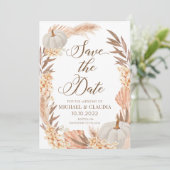 Boho Pampas Pumpkin White Fall Save the Date Einladung (Stehend Vorderseite)