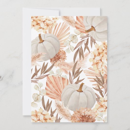 Boho Pampas Pumpkin White Fall Save the Date Einladung (Rückseite)