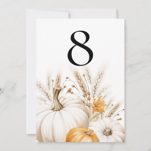 Boho Pampas Pumpkins Wedding Tischnummer (Rückseite)