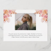 Boho Pampas Rose 3 Foto Graduate Abschluss White Folieneinladung (Rückseite)