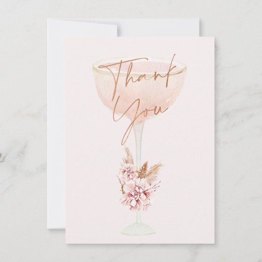 Boho Pampas Rose Gold Brautparty Danke Karte (Rückseite)