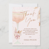 Boho Pampas Rose Gold Brautparty Danke Karte (Vorderseite)
