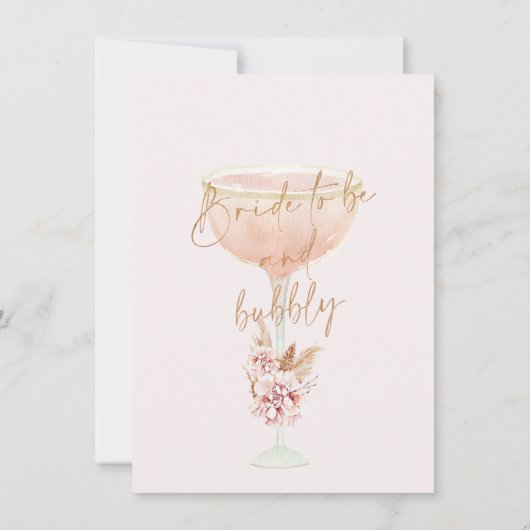 Boho Pampas Rose Gold Bridge zum Brautparty Einladung (Rückseite)