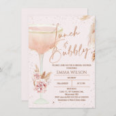 Boho Pampas Rose Gold Lunch Bubbly Brautparty Einladung (Vorne/Hinten)