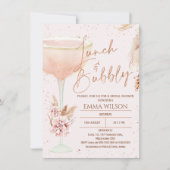 Boho Pampas Rose Gold Lunch Bubbly Brautparty Einladung (Vorderseite)