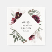 Boho Pampas Rose Wasserfarbenhochzeit Serviette (Vorderseite)