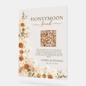 Boho Pampas Rose Watercolor Honeymoon Fund Wedding Acrylschild (Winkel)