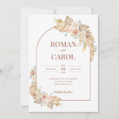 Boho Pampas Rustic Terracotta Arch Foto Hochzeit Einladung (Vorderseite)