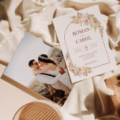 Boho Pampas Rustic Terracotta Arch Foto Hochzeit Einladung