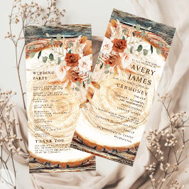 Boho Pampas Rustikale Holzscheiben-Hochzeitsprogra