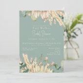 Boho Pampas Sage Brautparty Einladung (Stehend Vorderseite)