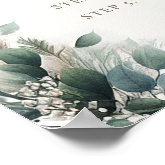 Boho Pampas Sage Green Baby Dusche Blütenzeichen B Poster (Ecke)