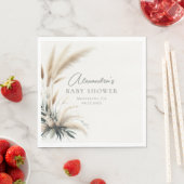 Boho Pampas Sage Green Baby Dusche Personalisiert Serviette (Beispiel)