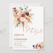Boho Pampas Save The Date Card (Vorderseite)