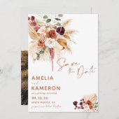 Boho Pampas Save The Date Card (Vorne/Hinten)