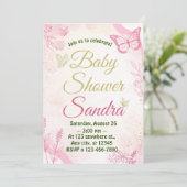 Boho Pampas Schmetterling Grass Baby Showgirl Einladung (Stehend Vorderseite)