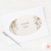 Boho Pampas Seashell Hochzeit Danke Ovaler Aufkleber (Umschlag)
