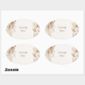 Boho Pampas Seashell Hochzeit Danke Ovaler Aufkleber (Blatt)