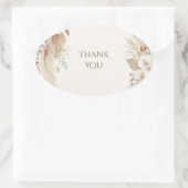 Boho Pampas Seashell Hochzeit Danke Ovaler Aufkleber (Tasche)