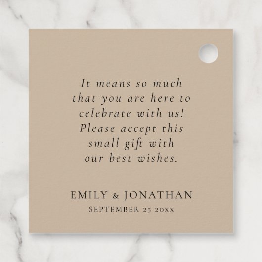 Boho Pampas Skriptnamen Datum Hochzeit Danke Geschenkanhänger (Rückseite)