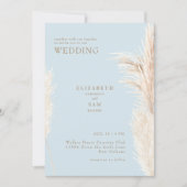 Boho Pampas Sky Blue Zusammen mit Wedding Einladung (Vorderseite)