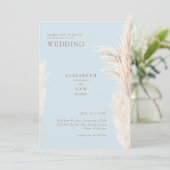 Boho Pampas Sky Blue Zusammen mit Wedding Einladung (Stehend Vorderseite)