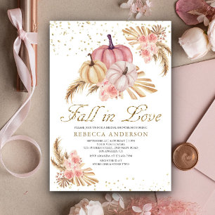 Boho Pampas Staubige Rosa Rosen Kürbis Junggeselli Einladung