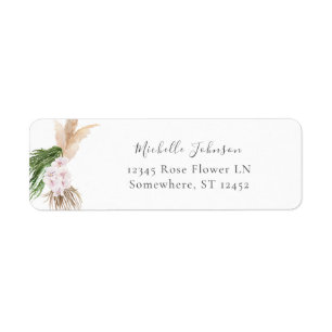 Boho Pampas Strand Blumen 2 Rücksendeetikett