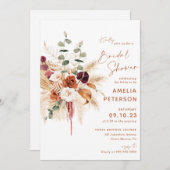 Boho Pampas Terracotta Bridal Shower Invitation Einladung (Vorne/Hinten)