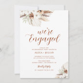 Boho Pampas Terracotta Engagement Party Einladung (Vorderseite)