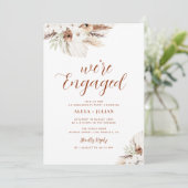 Boho Pampas Terracotta Engagement Party Einladung (Stehend Vorderseite)