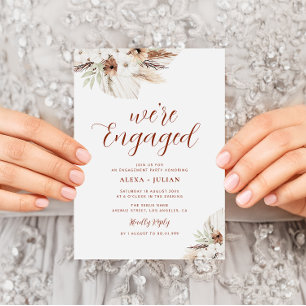 Boho Pampas Terracotta Engagement Party Einladung