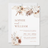 Boho Pampas Terracotta Hochzeit Einladung (Vorderseite)