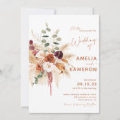 Boho Pampas Terracotta Hochzeit Einladung MEDINA (Vorderseite)