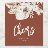 Boho Pampas Terracotta Hochzeit Weinetikett (Einzelnes Label)