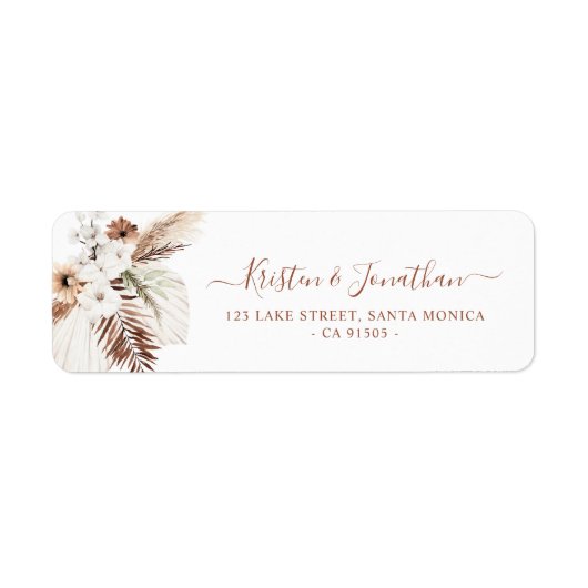 Boho Pampas Terracotta Return Address Label (Vorne)