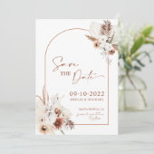 Boho Pampas Terracotta Rust Save the Date (Stehend Vorderseite)
