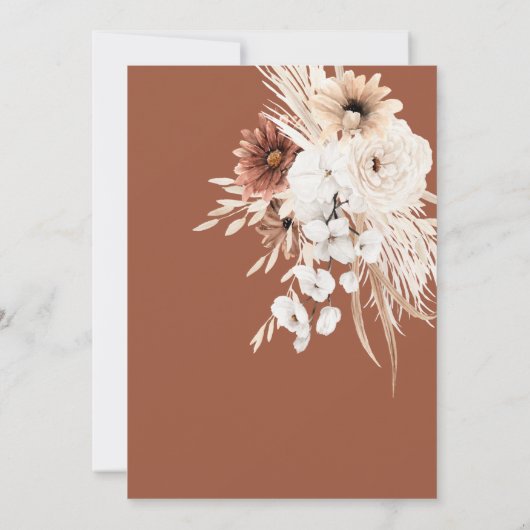 Boho Pampas Terracotta Rust Save the Date (Rückseite)