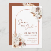 Boho Pampas Terracotta Rust Save the Date (Vorne/Hinten)