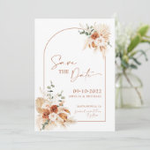Boho Pampas Terracotta Rust Save the Date LEYLA Einladung (Stehend Vorderseite)