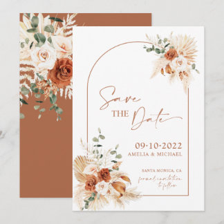 Boho Pampas Terracotta Rust Save the Date LEYLA Einladung