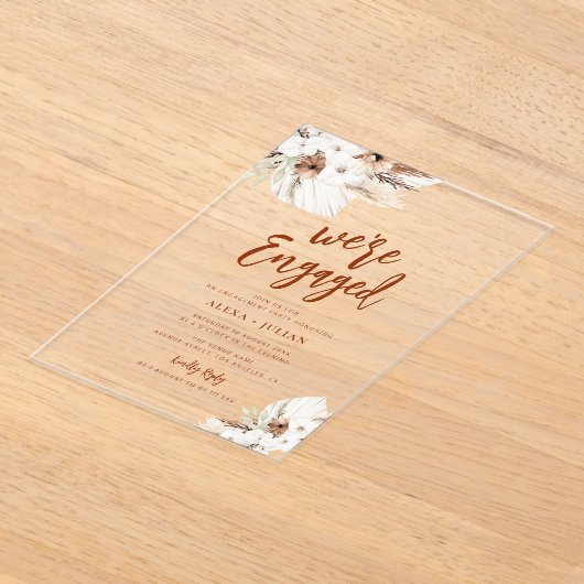 Boho Pampas Terracotta-Verlobung Acryleinladungen (Ablage )