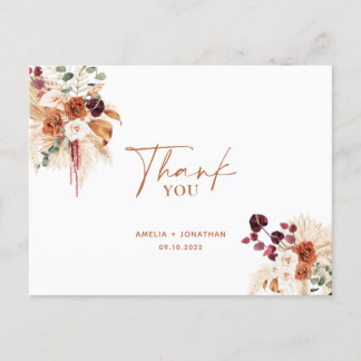 Boho Pampas Terracotta Vielen Dank Postcard Postkarte